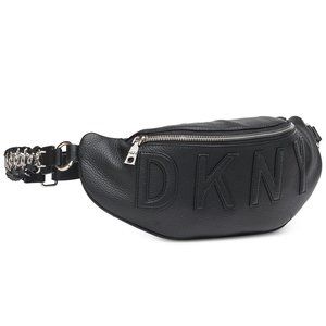 🎁DKNY Irvington Leather Logo Belt Bag Black